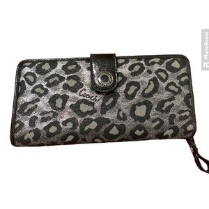 Coach leopard black & silver wallet